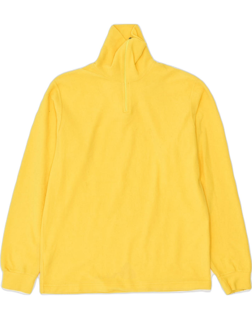 CONTE OF FLORENCE Womens Zip Neck Fleece Jumper UK 14 Medium Yellow | Vintage | Thrift | Second-Hand | Used Clothing | Messina Hembry 