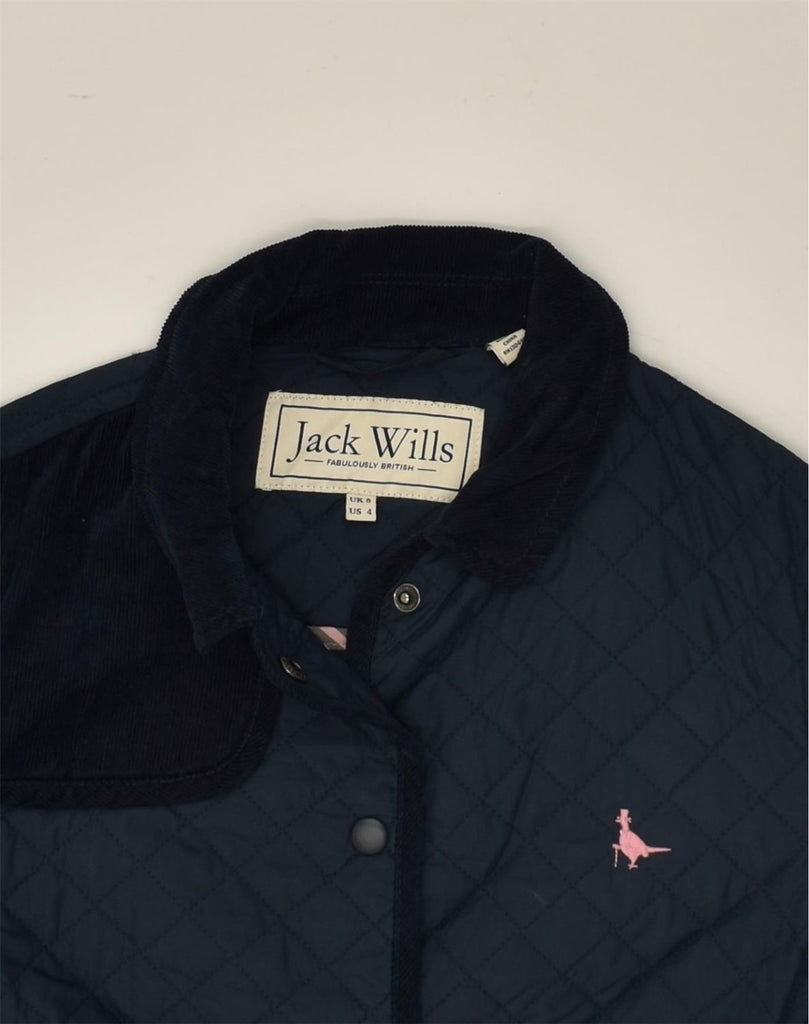 JACK WILLS Womens Quilted Jacket UK 8 Small Navy Blue Polyester | Vintage Jack Wills | Thrift | Second-Hand Jack Wills | Used Clothing | Messina Hembry 