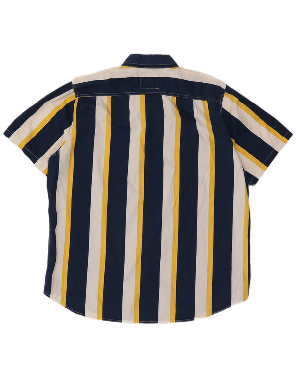 Hollister Mens Short Sleeve Slim Fit Shirt 2XL Blue Striped Cotton