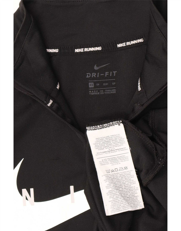 Nike Mens Zip Neck Graphic Pullover Tracksuit Top XS Black Polyester