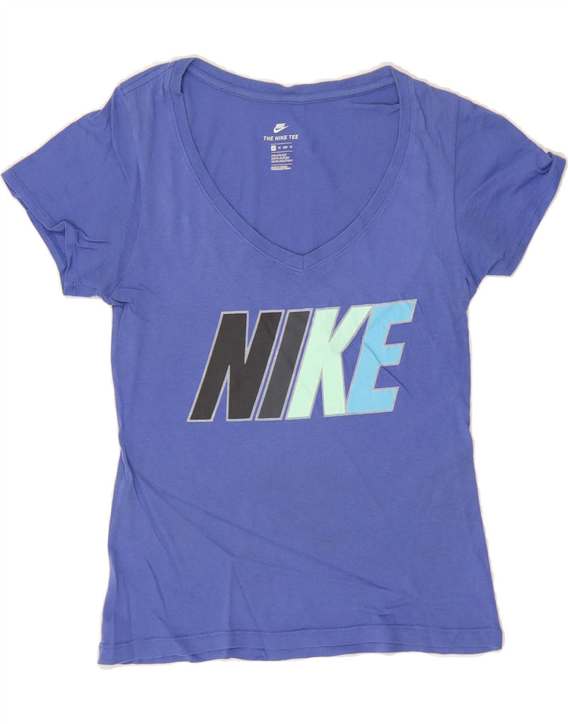 NIKE Womens Graphic T-Shirt Top UK 6 XS Blue Vintage Nike and Second-Hand Nike from Messina Hembry 