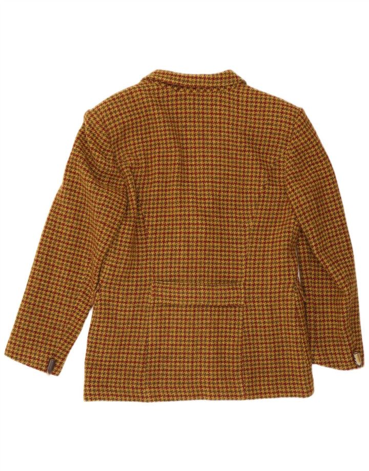 Vintage Womens 4 Button Blazer Jacket IT 46 Large Brown Houndstooth Wool