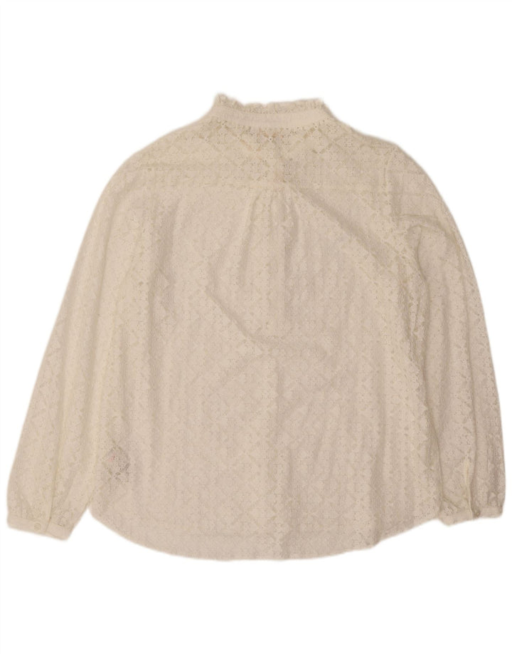 Fat Face Womens Oversized Long Sleeve Blouse Top UK 16 Large White Floral