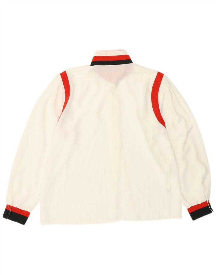 Mona Womens Shirt Blouse UK 14 Large White Colourblock Polyester