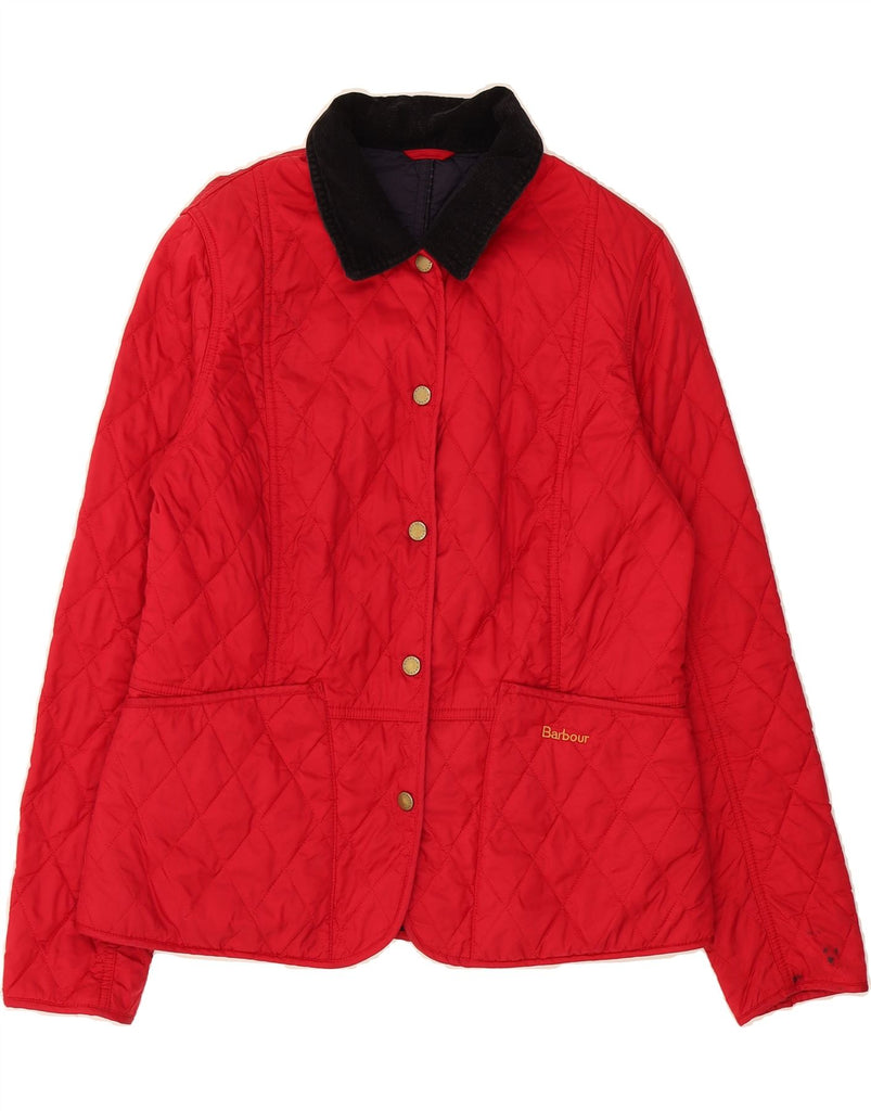 BARBOUR Womens Quilted Jacket UK 12 Medium Red Vintage Barbour and Second-Hand Barbour from Messina Hembry 