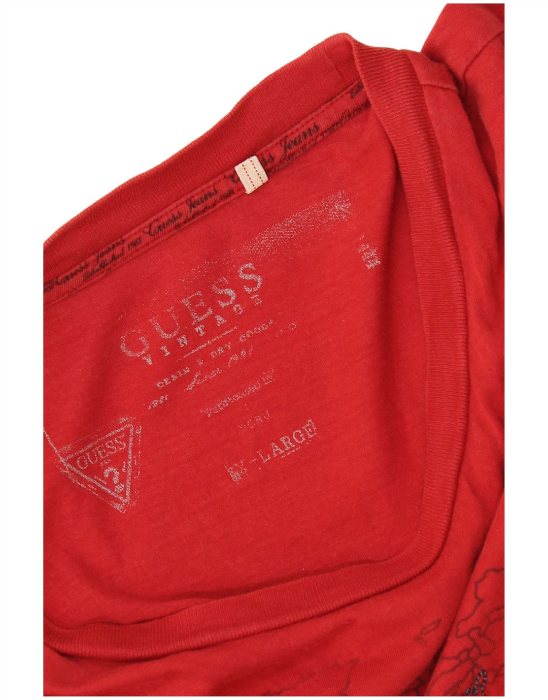 Guess Womens Graphic T-Shirt Top UK 18 XL Red