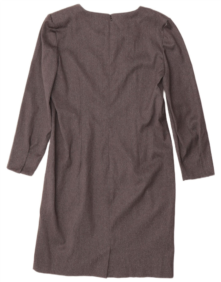 Vanita Womens Long Sleeve Shift Dress UK 14 Large Grey Wool