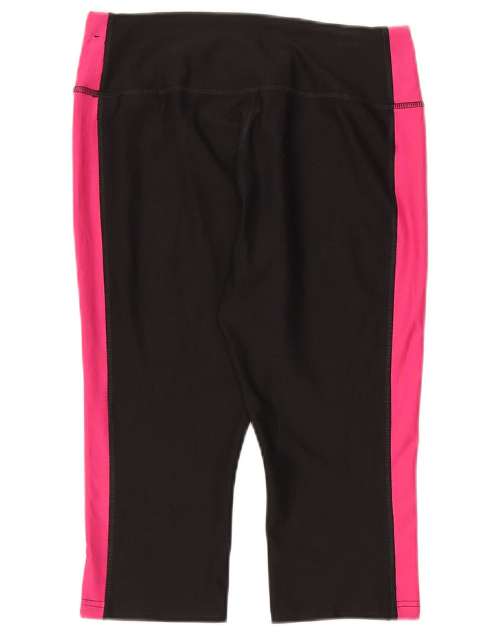 Nike Womens Dri Fit Capri Leggings UK 14 Medium Black Colourblock Polyester
