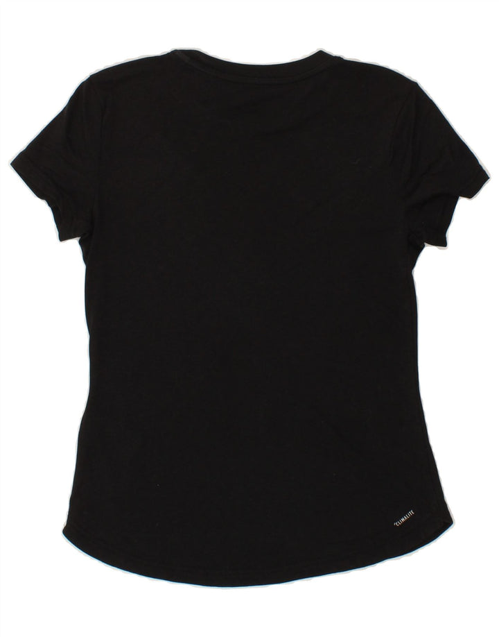 ADIDAS Womens Climalite Graphic T-Shirt Top UK 8/10 Small Black Polyester Vintage Adidas and Second-Hand Adidas from Messina Hembry 