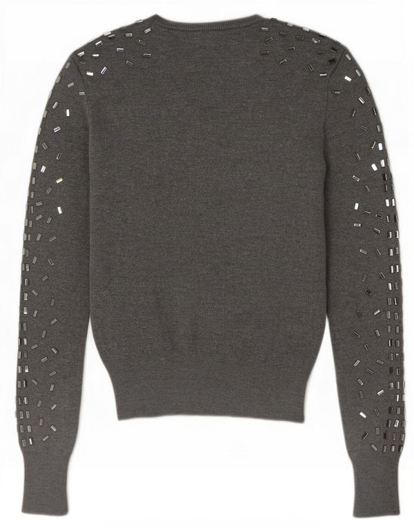 Zara Womens Crew Neck Jumper Sweater UK 10 Small Grey Spotted