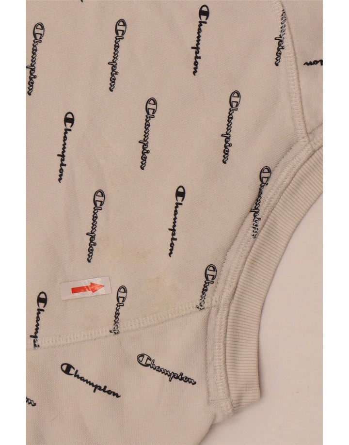 Champion Womens Crop Graphic Sweatshirt Jumper UK 14 Medium White Cotton