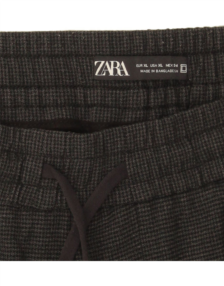 ZARA Womens Pegged Casual Trousers XL W36 L29 Grey Houndstooth Vintage Zara and Second-Hand Zara from Messina Hembry 