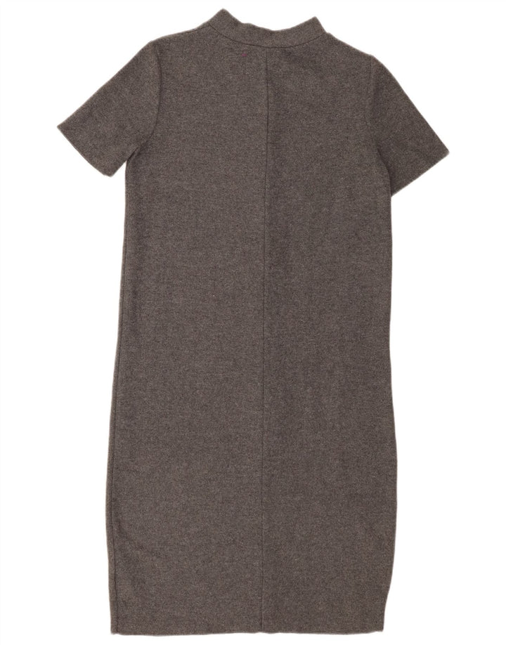 Zara Womens Short Sleeves Jumper Dress UK 10 Small Grey Polyester