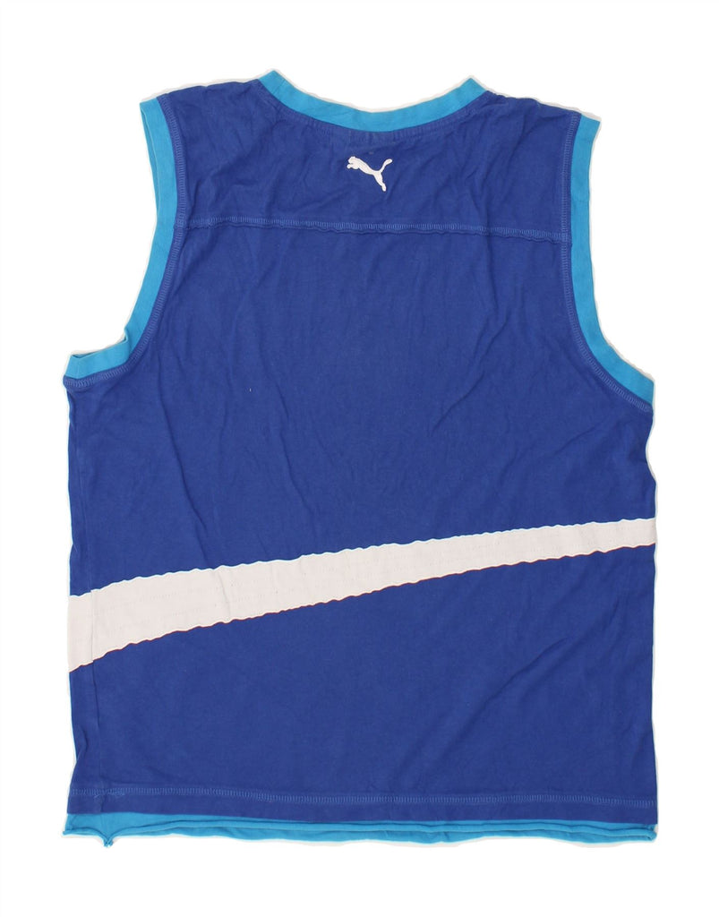 PUMA Mens Graphic Vest Top Large Blue | Vintage Puma | Thrift | Second-Hand Puma | Used Clothing | Messina Hembry 