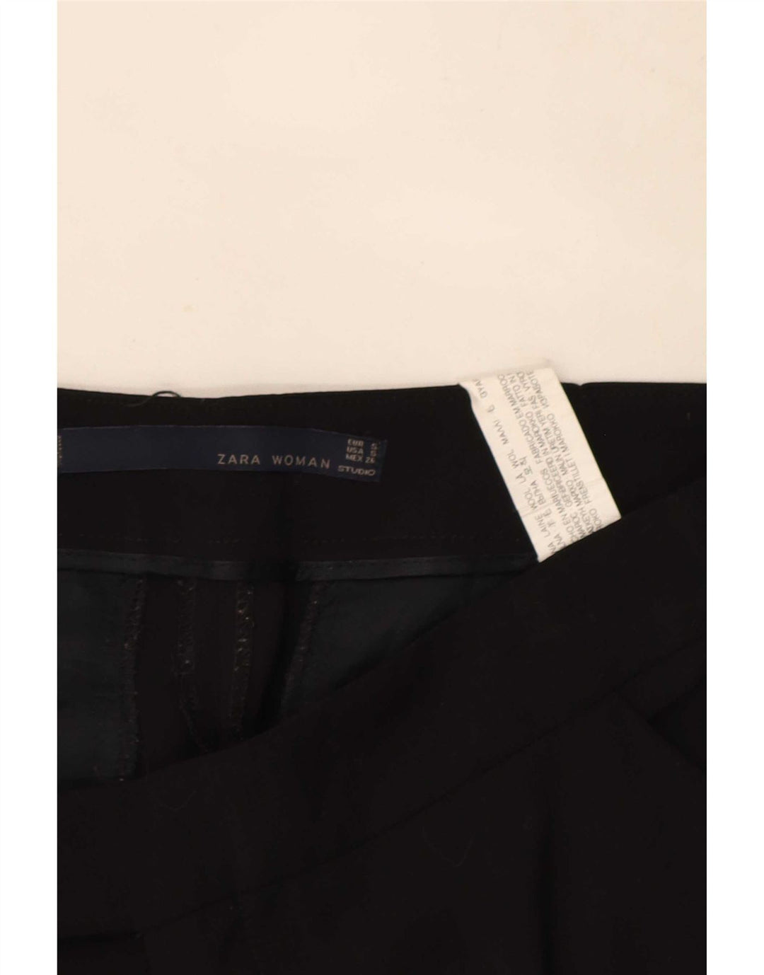 Zara Womens Straight Suit Trousers Small W26 L26 Black Wool