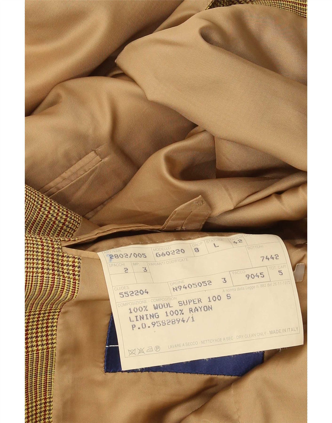 Gieves & Hawkes Mens 2 Button Blazer Jacket UK 42 XL Brown Houndstooth Wool