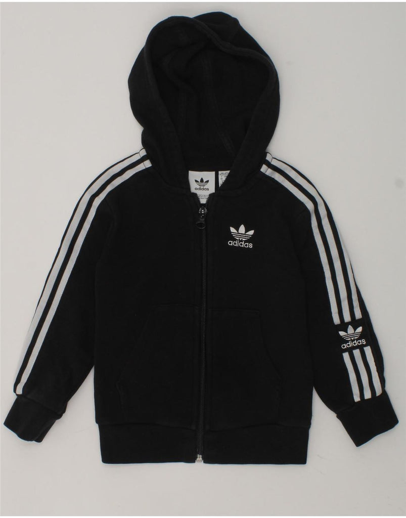 ADIDAS Baby Boys Zip Hoodie Sweater 18-24 Months Black Cotton | Vintage Adidas | Thrift | Second-Hand Adidas | Used Clothing | Messina Hembry 