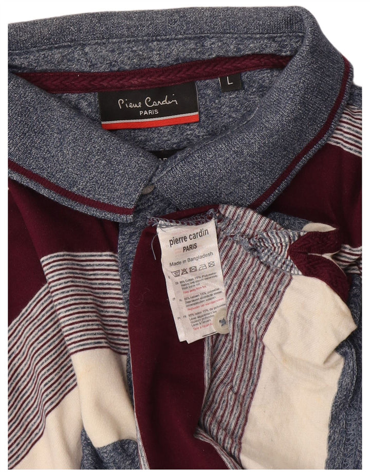Pierre Cardin Mens Polo Shirt Large Multicoloured Striped Cotton