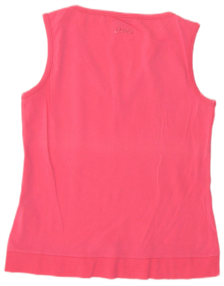 ASICS Womens Graphic Vest Top UK 12 Medium Pink Cotton