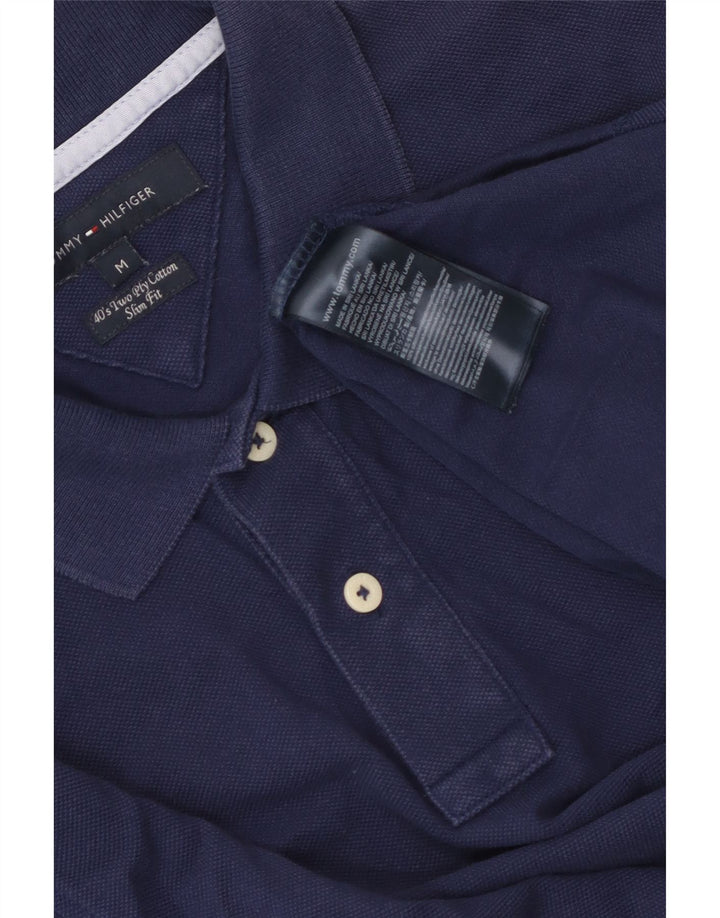 Tommy Hilfiger Mens Slim Fit Polo Shirt Medium Navy Blue Cotton