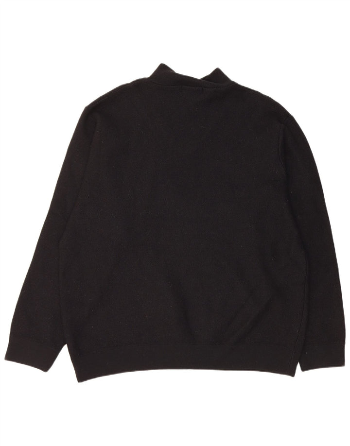 MARKS & SPENCER Mens Blue Harbour Zip Neck Jumper Sweater XL Black Acrylic