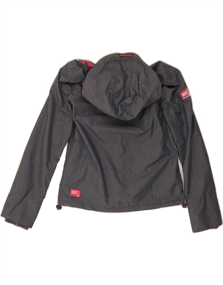 SUPERDRY Womens Windcheater Hooded Windbreaker Jacket UK 14 Medium Grey Vintage Superdry and Second-Hand Superdry from Messina Hembry 