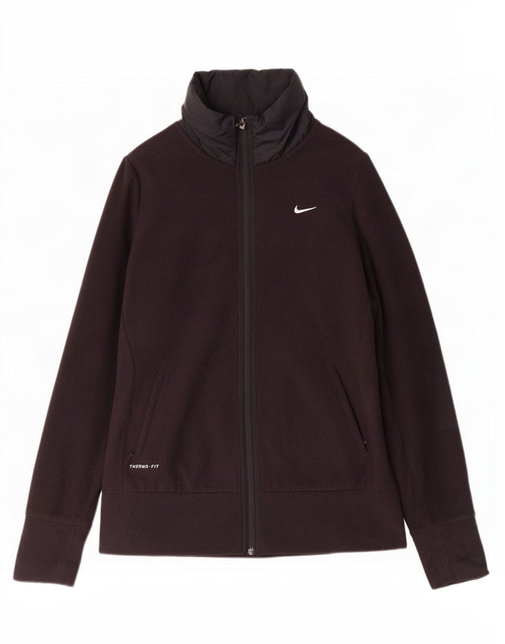 Nike Womens Therma-Fit Fleece Jacket UK 14 Medium Black Polyester