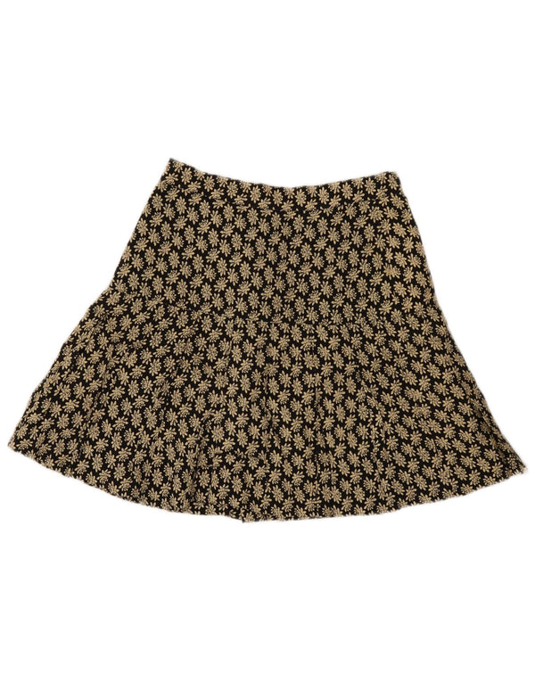 Vintage Womens Mini Wrap Skirt IT 42 Medium W26 Black Floral Viscose