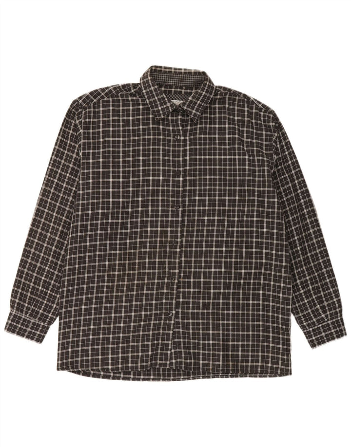 Amaranto Womens Flannel Shirt UK 16 Large Black Check Polyester