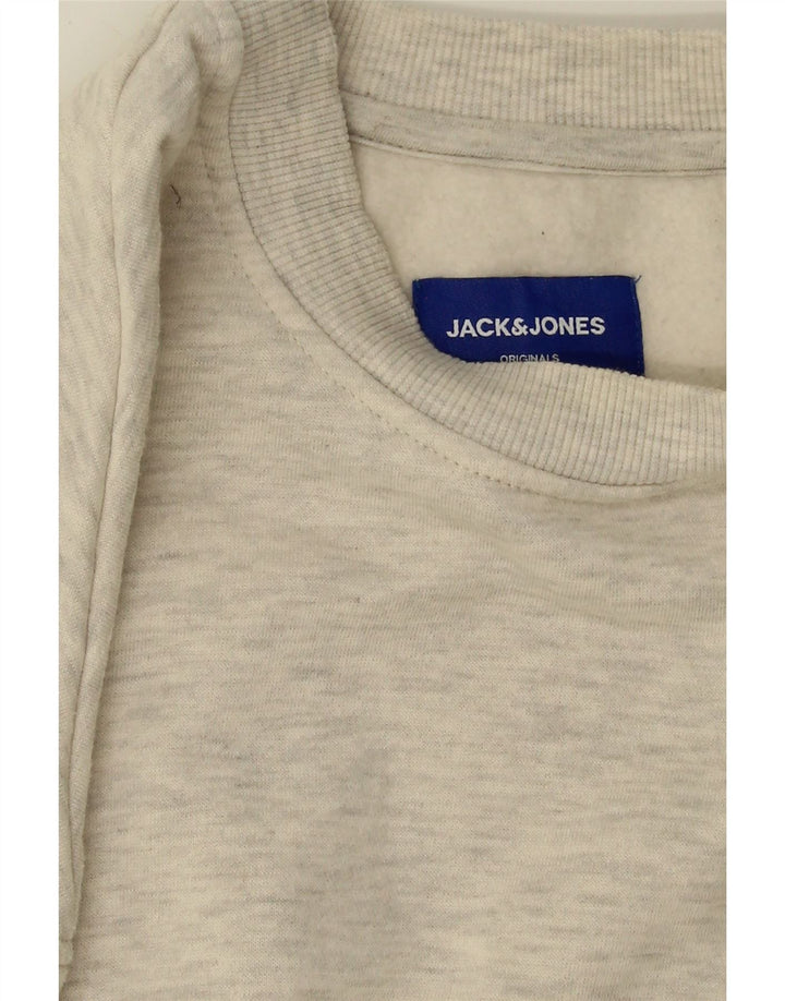 JACK & JONES Mens Originals Graphic Sweatshirt Jumper XL Grey Polyester Vintage Jack & Jones and Second-Hand Jack & Jones from Messina Hembry 