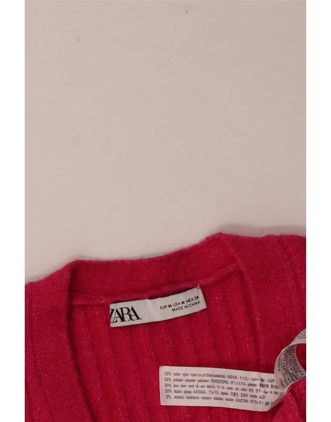 Zara Womens Crop Cardigan Sweater UK 12 Medium Pink Nylon