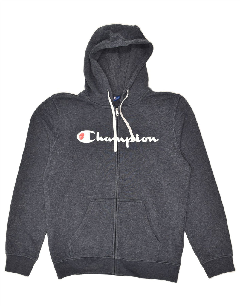 CHAMPION Mens Graphic Zip Hoodie Sweater Medium Grey Cotton | Vintage Champion | Thrift | Second-Hand Champion | Used Clothing | Messina Hembry 