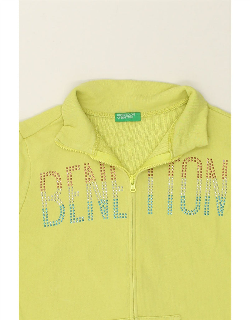 BENETTON Girls Graphic Tracksuit Top Jacket 10-11 Years XL Green Cotton | Vintage Benetton | Thrift | Second-Hand Benetton | Used Clothing | Messina Hembry 