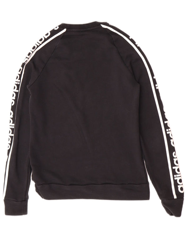 Adidas Womens Graphic Sweatshirt Jumper UK 12/14 Medium Black Cotton