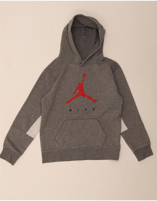 Jordan Boys Graphic Hoodie Jumper 12-13 Years Large Grey Colourblock