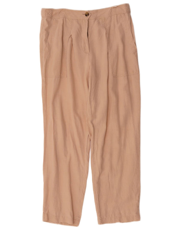 Marks & Spencer Womens High Waist Chino Trousers UK 14 Large W34 L29 Beige