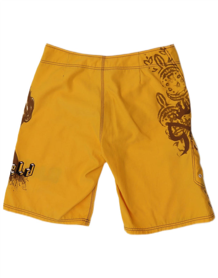 Rietveld Mens Graphic Swimming Shorts Large  Yellow Polyester