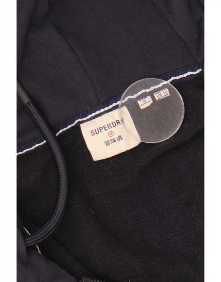 SUPERDRY Womens Zip Hoodie Sweater UK 16 Large Navy Blue