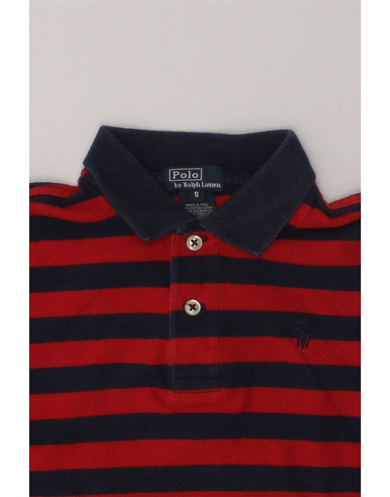 POLO RALPH LAUREN Boys Polo Shirt 4-5 Years Red Striped Cotton | Vintage Polo Ralph Lauren | Thrift | Second-Hand Polo Ralph Lauren | Used Clothing | Messina Hembry 