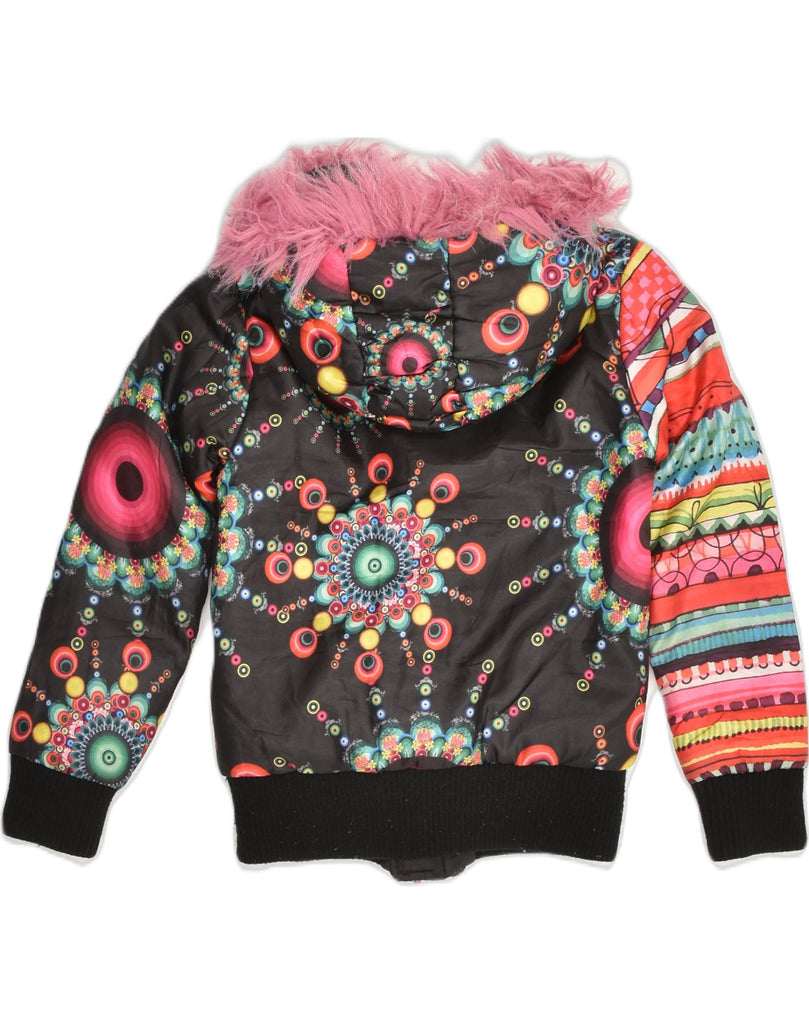 DESIGUAL Girls Hooded Padded Jacket 7-8 Years Multicoloured Patchwork | Vintage Desigual | Thrift | Second-Hand Desigual | Used Clothing | Messina Hembry 