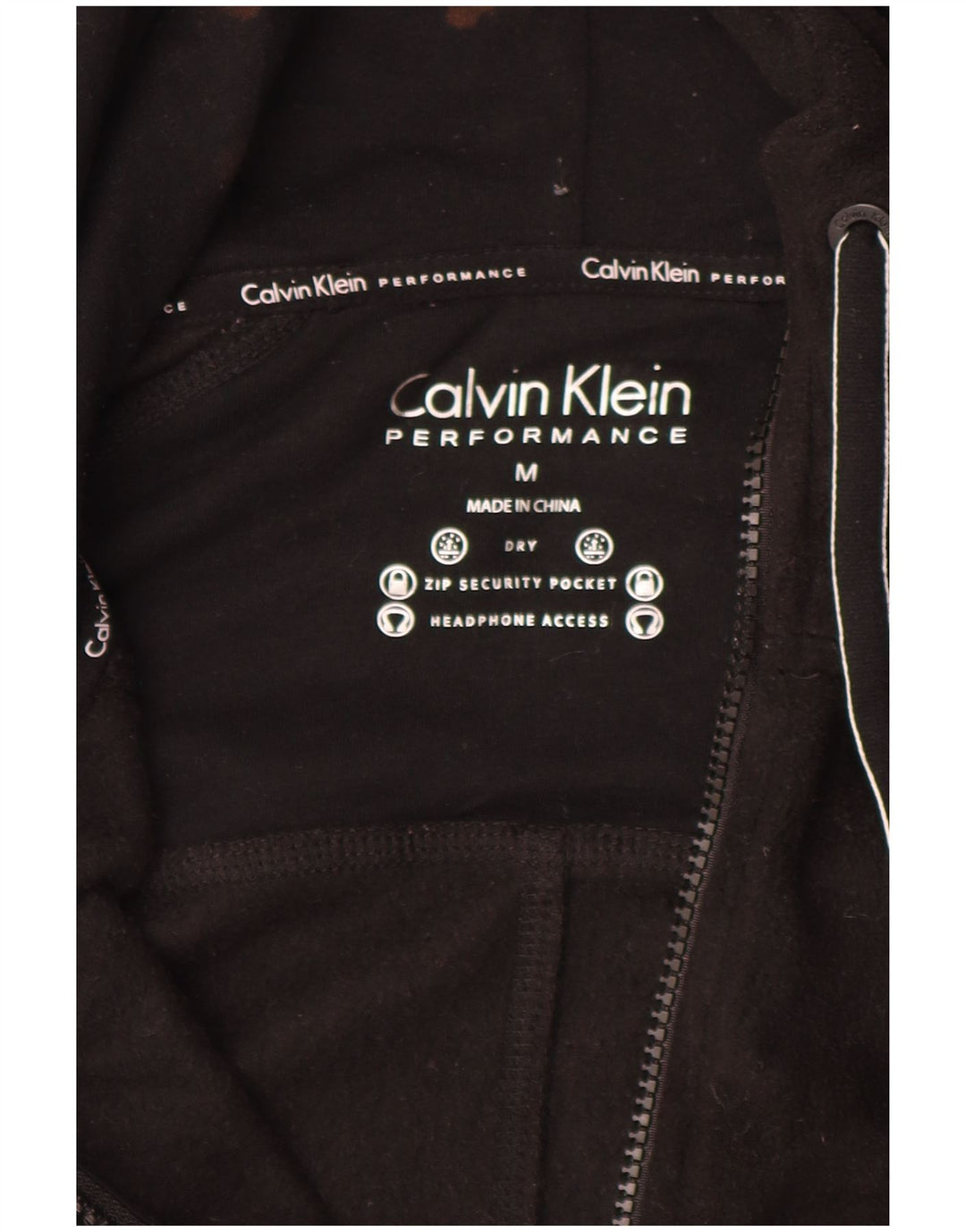 CALVIN KLEIN Womens Graphic Hooded Fleece Jacket UK 14 Medium Black