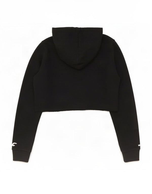 Hollister Womens Crop Hoodie Jumper UK 10 Small Black Cotton
