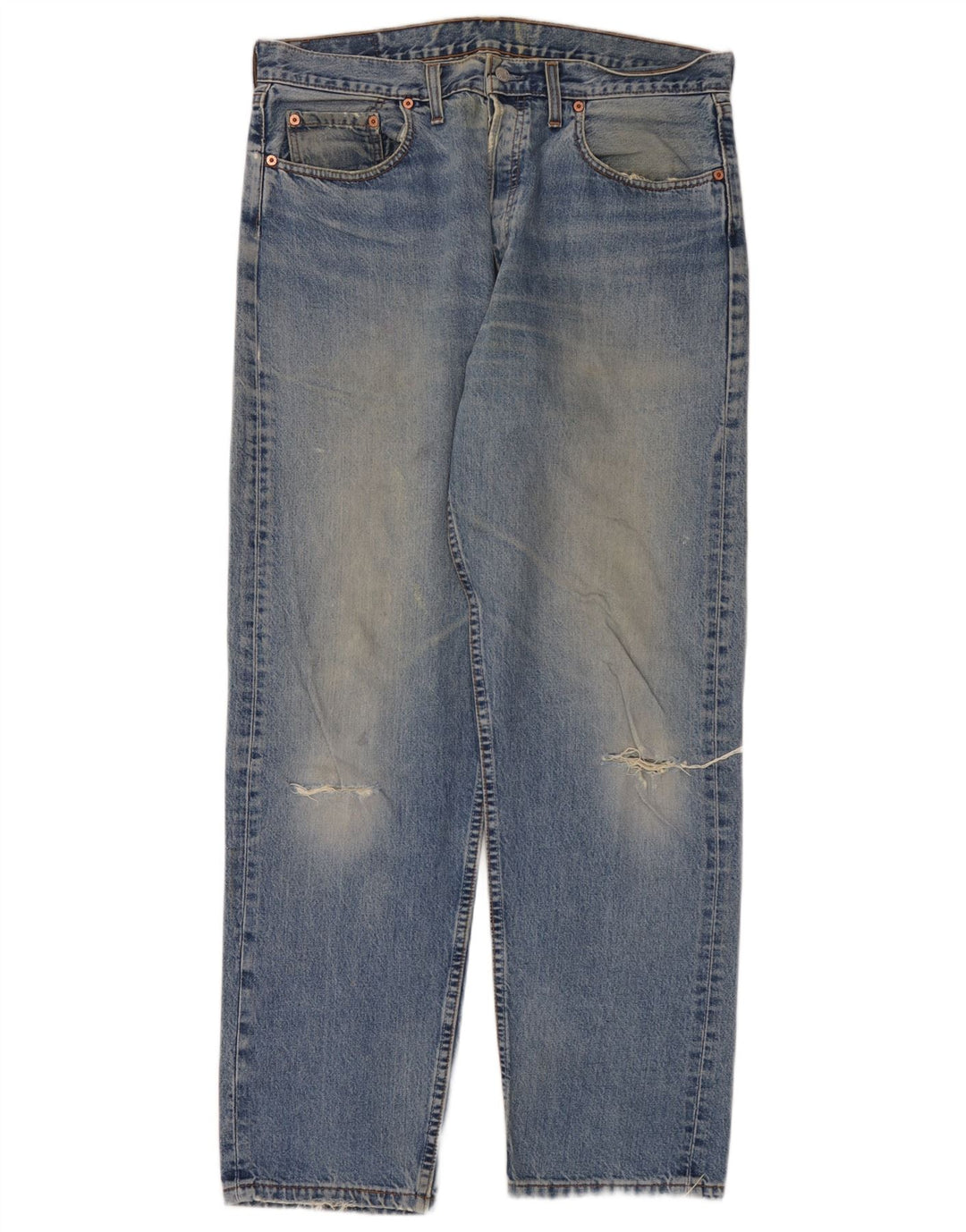 Levi's Mens Distressed Straight Jeans W36 L32 Blue Cotton