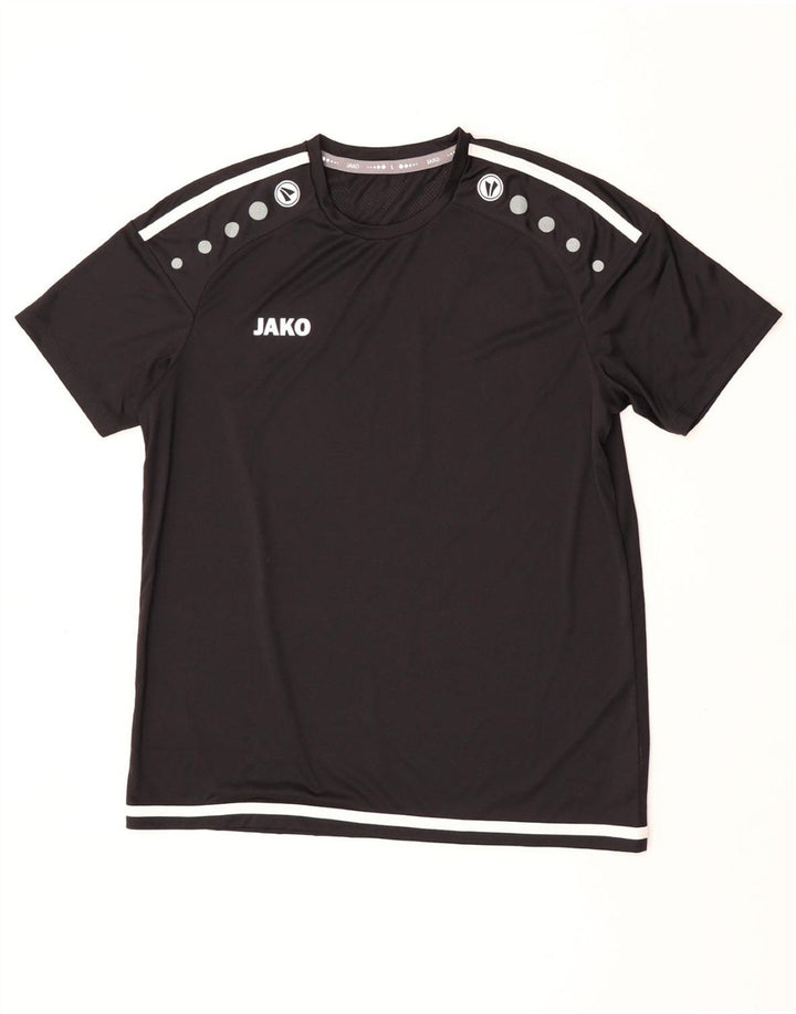 JAKO Mens T-Shirt Top Large Black Colourblock Polyester