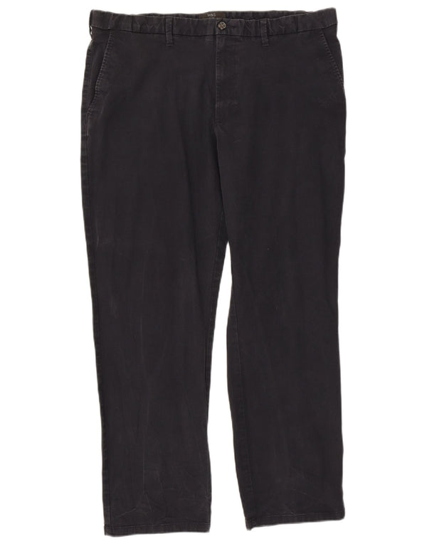 Marks & Spencer Mens Regular Chino Trousers W40 L31 Navy Blue Cotton