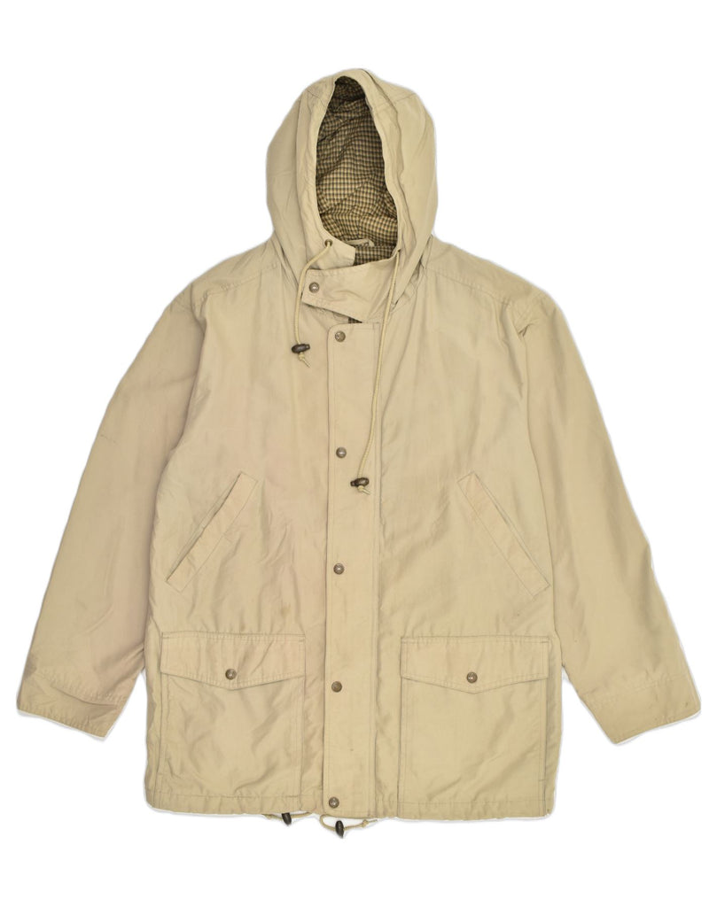 EDDIE BAUER Mens Hooded Utility Jacket UK 38 Medium Beige Cotton | Vintage Eddie Bauer | Thrift | Second-Hand Eddie Bauer | Used Clothing | Messina Hembry 