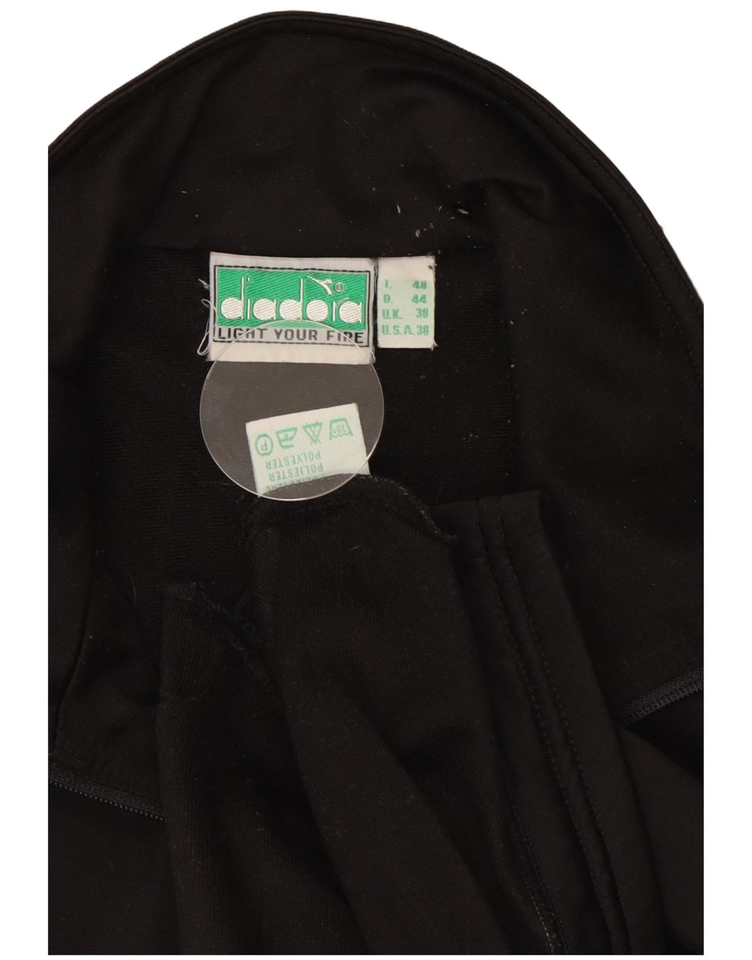 Diadora Mens Graphic Tracksuit Top Jacket UK 38 Medium Black Colourblock