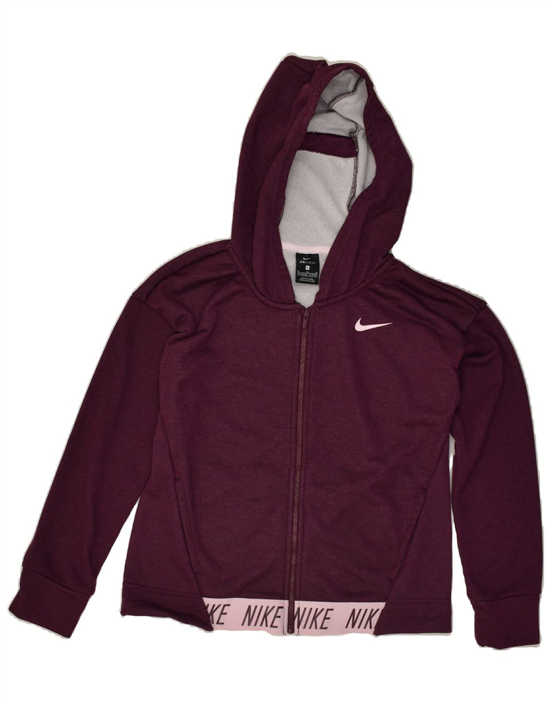 NIKE Girls Dri Fit Graphic Zip Hoodie Sweater 13-14 Years XL Burgundy | Vintage Nike | Thrift | Second-Hand Nike | Used Clothing | Messina Hembry 