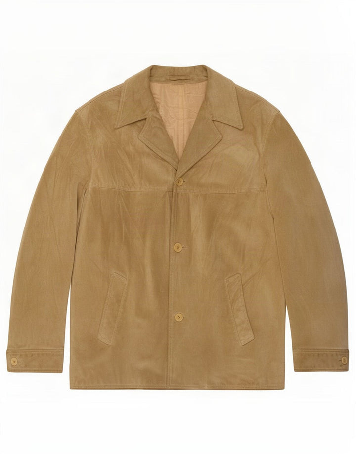 Pollini Mens Suede Jacket UK 38 Medium Green Leather