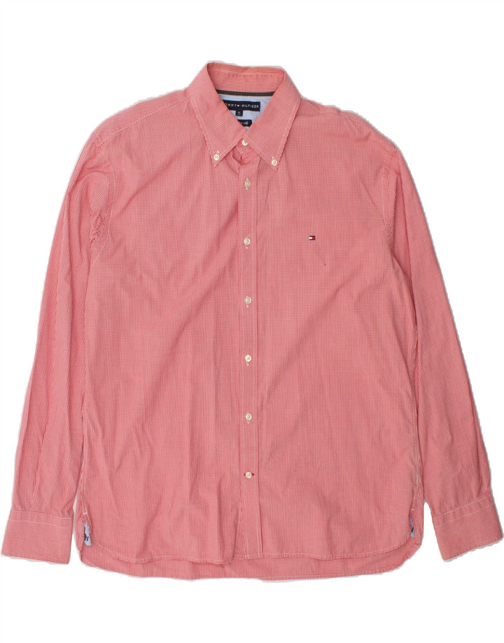TOMMY HILFIGER Mens Shirt XL Red Gingham Cotton 80s Vintage Tommy Hilfiger and Second-Hand Tommy Hilfiger from Messina Hembry 